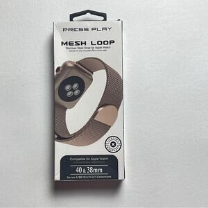 Press Play Mesh Loop Stainless Steel Gold Strap For Apple Watch Sz 38MM and 40MM
